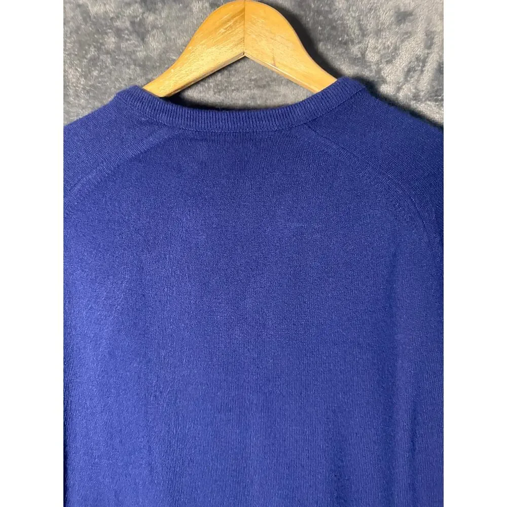 VTG 80s Izod Lacoste V-Neck Sweater Mens XL Blue Knit/Green Crocodile USA!